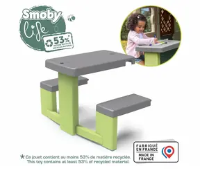Smoby Stolček Life zeleno-šedá / s 2 lavicami / 81 × 54 × 49 cm / od 2 rokov