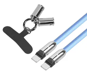 Kábel 2v1 USB-C so slučkou 1m modrá