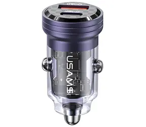 USAMS US-CC175 fialová / Autonabíjačka / USB-C + USB / 45 W / PD, QC