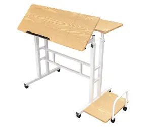 Mobilný stôl MC-124 biela / Výškovo nastaviteľný stôl / výška 67-115 cm / nosnosť 50 kg / doska 80x60 cm