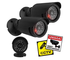 IR1800 Atrapa tubusovej kamery čierna / Atrapa kamery / sada 2 ks / IR LED dióda / 2x AA / ABS