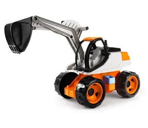 Lena Giga TRUCKS Bager 63 cm oranžovo-béžová / Otočná kabína 360° / Rameno s lyžicou / od 3 rokov