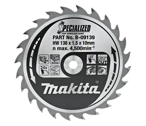 Makita Pílový kotúč na drevo 136x10 mm / Pílový kotúč / 24 zubov / Rezanie nasucho