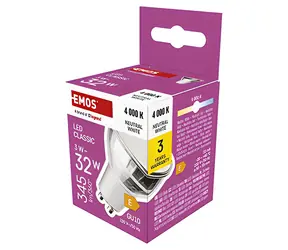 Emos Classic MR16 / LED žiarovka / GU10 / 4,2 W (náhrada 35W) / 333lm / 4000K neutrálna biela