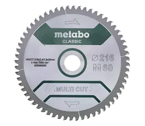 Metabo MultiCutClassic 216x30 mm / Pílový kotúč / Z60 FZ/TZ / 5 ° neg.