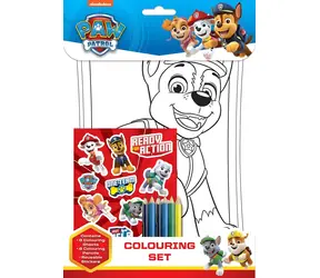 NICKELODEON Omaľovánkový set Tlapková patrola / Omaľovánky / 8 listov na vyfarbenie / 6 pasteliek / hárok samolepiek
