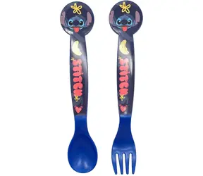 STOR Detský príbor Stitch / Lyžička a vidlička / 2 ks / Plast / Bez BPA