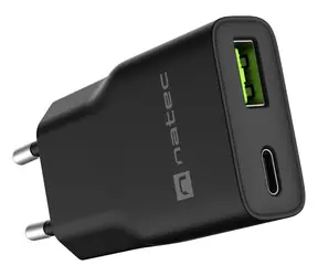Natec Ribera GaN Slim čierna / Nabíjačka / 20 W / USB-C + USB-A / GaN / PD 3.0