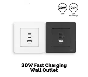 MOES Star Ring sivá / Nástenná zásuvka / 30W / PD3.0 / 2x USB-C, 1x USB-A