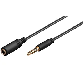 PremiumCord Jack 3.5mm 4pin M/F / Predlžovací kábel / čierna / 2 m