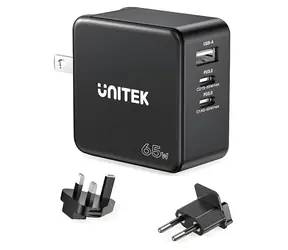 Unitek P1117B čierna / Nabíjačka / 65 W / 2x USB-C PD / 1x USB-A