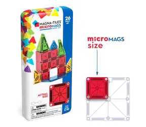 MAGNA-TILES® Magnetická stavebnica microMAGS Travel Set / Cestovná súprava / 26 dielikov