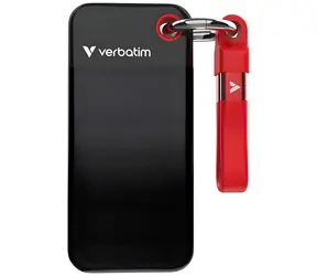 Verbatim Pocket SSD 128 GB čierno-červená / Externý SSD / USB-C 3.2 Gen 2 / R: 1000 MB/s / W: 1000 MB/s