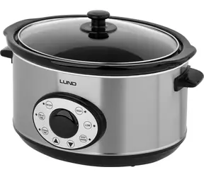 Lund Pomalý hrniec 4,5 l / Pomalý hrniec / 280 W / keramická misa / nerez / sklenené veko / časovač 18 h