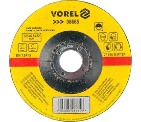 Vorel Brúsny kotúč na kov 125 x 22 x 6,8 mm vypuklý / Brúsny kotúč / na oceľ / hrúbka 6,8 mm