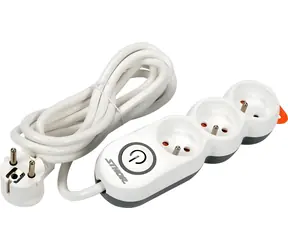 STHOR Predlžovací kábel 3 zásuvky / Predlžovací kábel / 3 m / 3500 W / vypínač / uzemnený