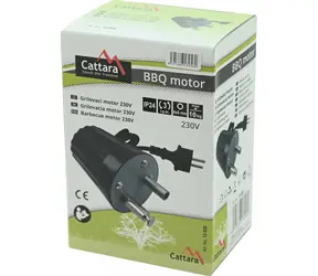 Cattara Grilovací motorček na ražeň 230V / Grilovací motorček / Nosnosť 10 kg / Uchytenie 6x6 mm / 2-2,4 ot./min