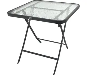 Cattara SQUARE / Stôl kempingový skladací / 70 x 70 x 71 cm / tvrdené sklo / nosnosť 30 kg