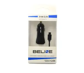 Beline Autonabíjačka 2xUSB + USB-C čierna / Autonabíjačka / 2,1 A / kábel USB-C 100 cm