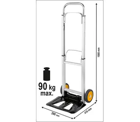 Vorel Skladací vozík hliníkový / Vozík / nosnosť 90 kg / kolieska 150 mm / teleskopická rukoväť