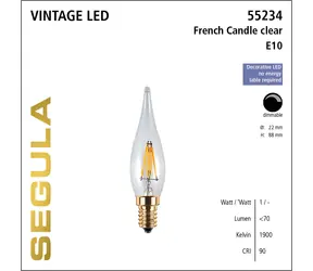 SEGULA LED French Candle 1,5W číra / Žiarovka / E10 / 60lm / 1900K / stmievateľná