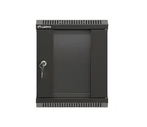 Lanberg WF11 čierna / Nástenný rack / 10" / 6U / 300×300 mm / sklenené dvere / flat pack