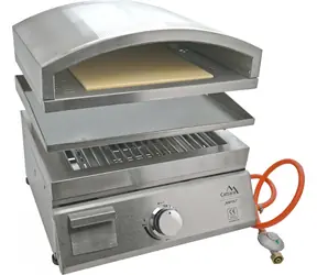Cattara Gril plynový NAPOLI stolný / 3v1 rošt, doska, pizza pec / 4,8 kW/hod / nerezová oceľ / piezo zapaľovanie