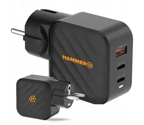 Hammer RapidCharge 65W čierna / Nabíjačka do siete / 65 W / 1x USB-A / 2x USB-C / PD