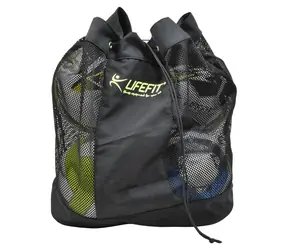 Lifefit Vak na lopty čierno-zelený / Vak na lopty / Na 5 lôpt / Polyester / 65x28x53 cm