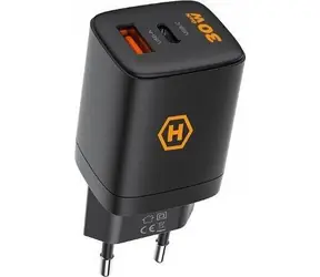 Hammer RapidCharge Duo čierna / Nabíjačka do siete / 30 W / USB-A / USB-C (PD)