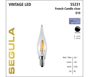 SEGULA LED French Candle 1,5W (5W) číra / Žiarovka / E10 / 60lm / 2700K / stmievateľná
