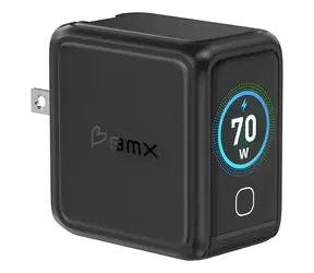 BMX GaNsta 70W čierna / Cestovná nabíjačka / GaN / LCD displej / 2x USB-C / 1x USB-A / PD 70W