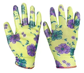 Garvia NITRILE Flowers zelená / Záhradné rukavice / Veľkosť 9