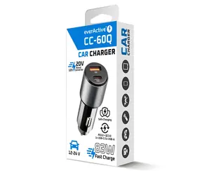 CC-60Q Autonabíjačka čierna / Autonabíjačka / 83W / QC3.0 / PD / USB-C + USB