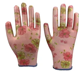 Garvia NITRILE Flowers ružová / Záhradné rukavice / Veľkosť 8