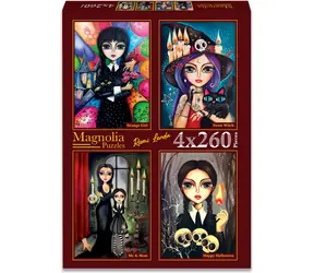 MAGNOLIA Puzzle Zvláštne dievča, Milá čarodejnica, Ja s mamou, Šťastný Halloween / 4x260 dielikov