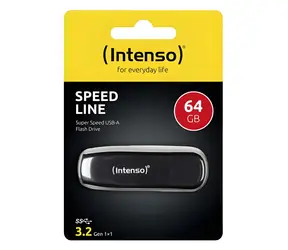 INTENSO Speed Line 64GB čierna / Flash disk / USB-A 3.2 Gen 1 / čítanie 70 MB/s