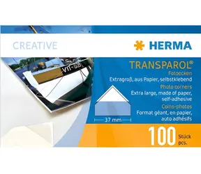 Herma Transparol rožok na fotografie biely / Rožok na fotografie / samolepiaci / 100 ks / 37 mm