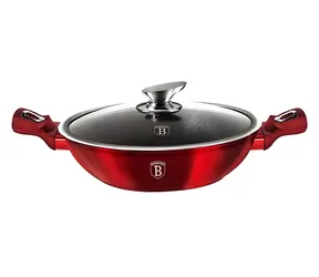 BERLINGERHAUS Wok Burgundy Metallic Line / S pokrievkou / 30 cm