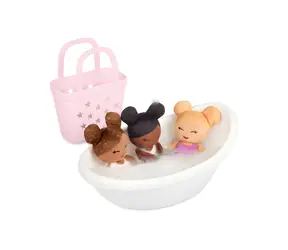 LULLABABY Bábiky plyšové do vane v košíku Pink / 3 ks / Výška 24 cm / od 2 rokov