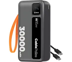 Obal:Me CablePulse 30000mAh 22,5W čierna / Powerbanka / integrované káble / USB-C / USB-A