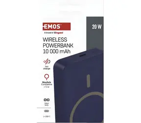 Emos WI 1046 modrá / Powerbanka / 10 000 mAh / bezdrôtové nabíjanie 20 W / USB-C