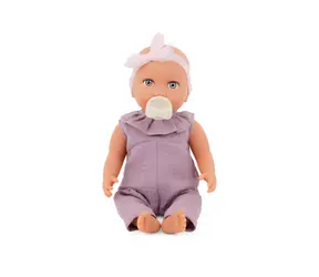 LULLABABY Bábika 35 cm v overale s čelenkou Lila / od 2 rokov