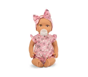 LullaBaby Bábika 35 cm v overale s čelenkou Floral Pink / od 2 rokov