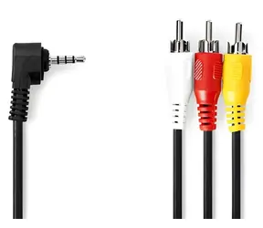 Nedis AV kábel jack 3,5 mm - 3x RCA čierna / Kábel / poniklované konektory / 1 m