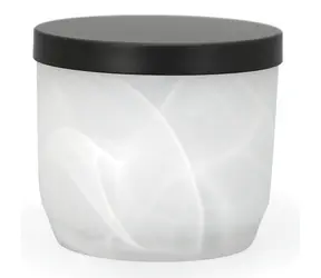 Spirella MADISON dóza na odličovacie tampóny bielo-čierna / kremenné sklo, kov / 450 ml