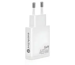 EverActive GaN nabíjačka 45W biela / Nabíjačka / 2x USB-C / PD / QC4+