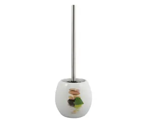 MSV JAVA Lingga biela / WC kefa / keramická nádoba / nerezová rukoväť / 12 x 38,5 cm