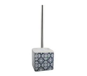 MSV AMADORA WC kefa s keramickou nádobou bielo-modrá / 11,5 x 11,5 x 38,5 cm
