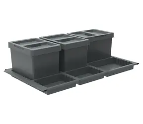 Elletipi Vstavaný odpadkový kôš METROPOLIS 12+12+12 L / Do zásuvky / Veko Flip UP / Filter proti zápachu